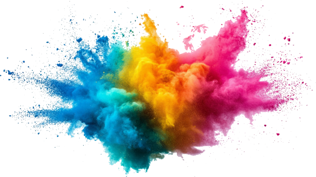 Blue/pink/yellow powder burst